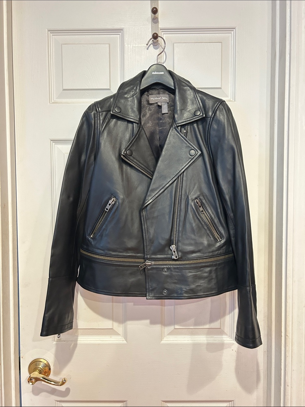Anthropologie Michael Stars Black Leather Bomber Jacket